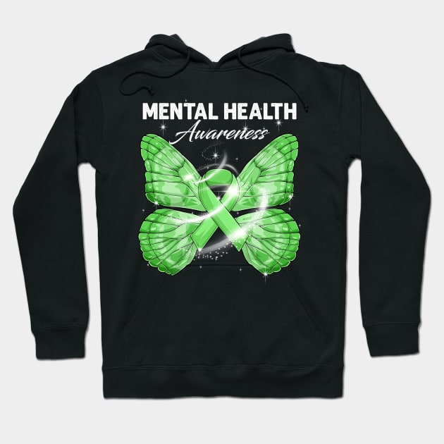 Mental Health Awareness Butterfly Hoodie by peskyrubeus